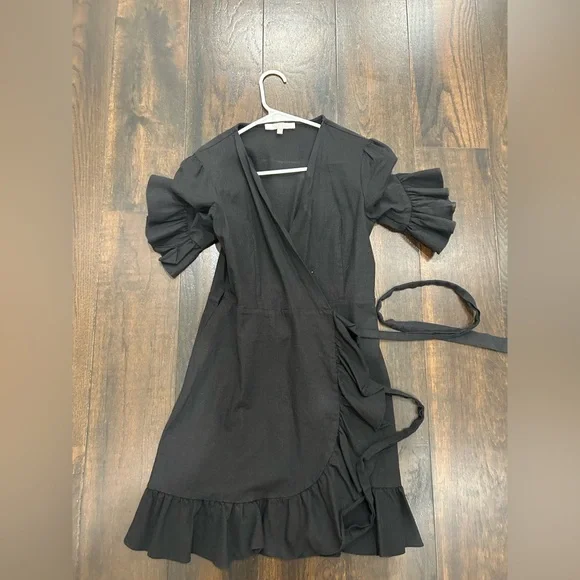Wayf | Dresses | Wayf Black Short Sleeve Wrap Dress Linen Size Xs | Poshmark Wayf | Dresses | Wayf Black Short Sleeve Wrap Dress Linen Size Xs | Poshmark